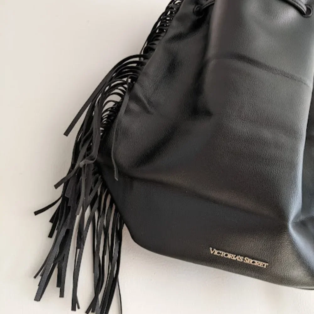 NWT Victoria's Secret Black Fringe Backpack